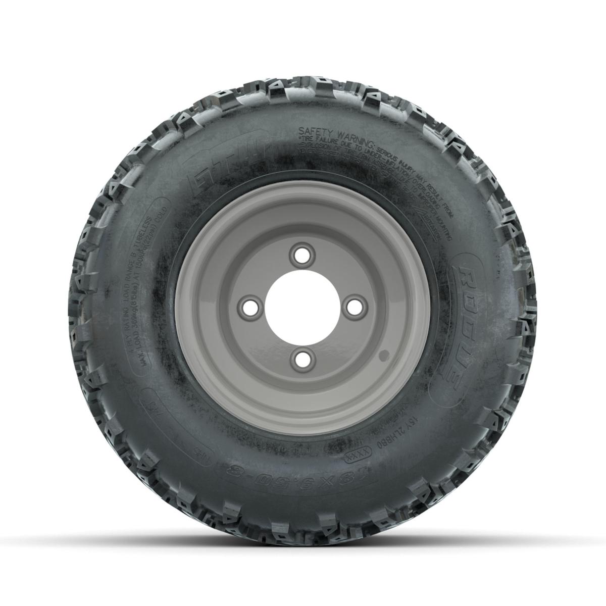 GTW Steel Club Car Grey Centered 8 in Wheels with 18x9.50-8 Rogue All Terrain Tires – Full Set