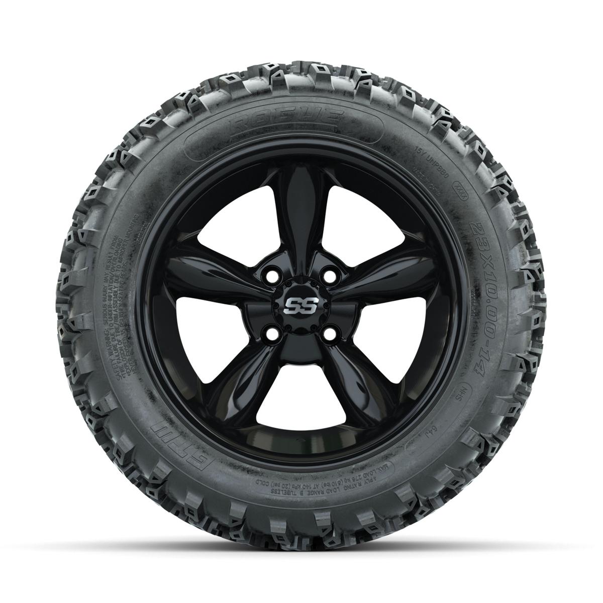 GTW Godfather Black 14 in Wheels with 23x10.00-14 Rogue All Terrain Tires – Full Set