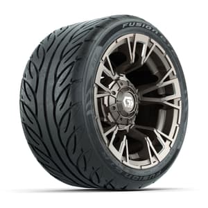 GTW&reg; Vandal Bronze/Machined 12 in Wheels with 215/40-R12 Fusion GTR Steel Belt Radial Street Tires – Full Set