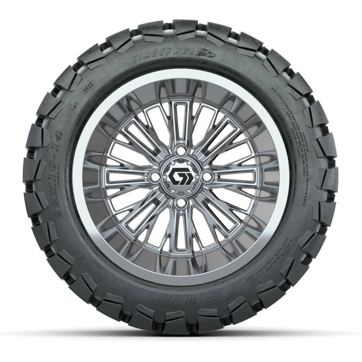 GTW&reg; Viper Chrome 14 in Wheels with 22X10-14 Timberwolf All-Terrain Tires - Full Set