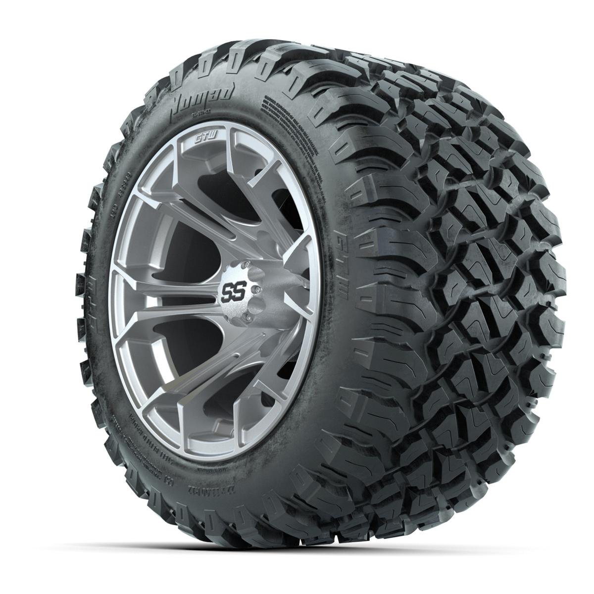 GTW&reg; Spyder Silver Brush 12 in Wheels with 22X11-R12 Nomad Steel Belt Radial All-Terrain Tires – Full Set