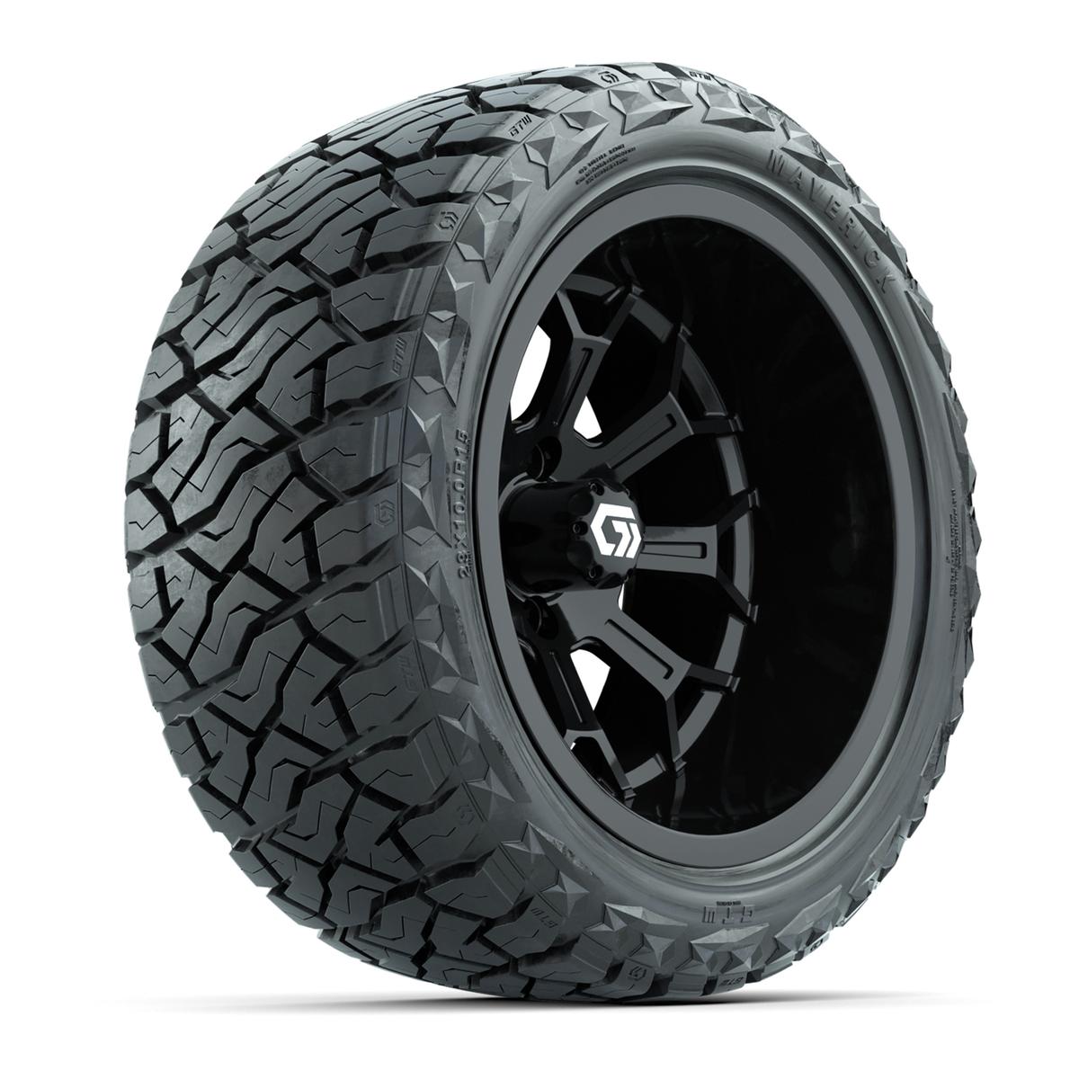 GTW&reg; Assault Gloss Black 15 in Wheels with 23X10-R15 Maverick Steel Belted Radial All-Terrain Tires - Full Set