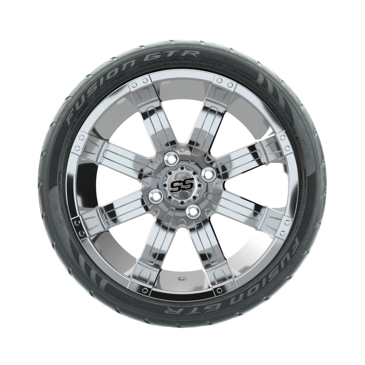 14” GTW Tempest Chrome Wheels with Fusion GTR Street Tires – Set of 4