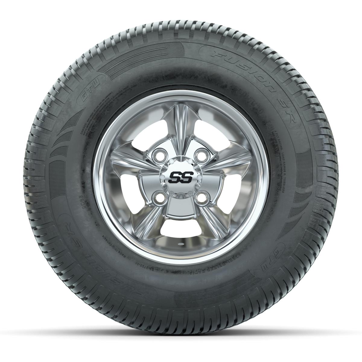GTW Godfather Chrome 10 in Wheels with 205/65-R10 Fusion S/R Steel Belt Radial Street Tires – Full Set