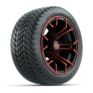 GTW Spyder Red/Black 12 in Wheels with 215/35-12 GTW Mamba Street Tires – Full Set