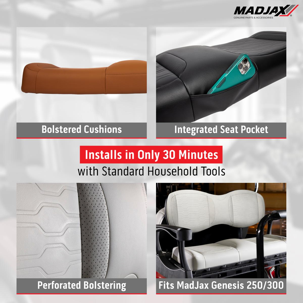 MadJax&reg; Genesis 250/300 Black Aspen Rear Seat Cushions