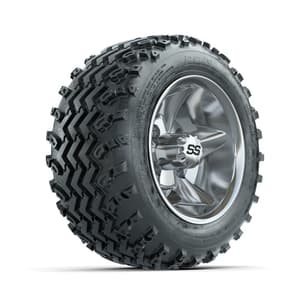 GTW Godfather Chrome 10 in Wheels with 18x9.50-10 Rogue All Terrain Tires – Full Set