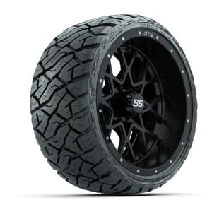 GTW Vortex Matte Black 14 in Wheels with 205/35-R14 Maverick Low-Profile All-Terrain Tires – Full Set