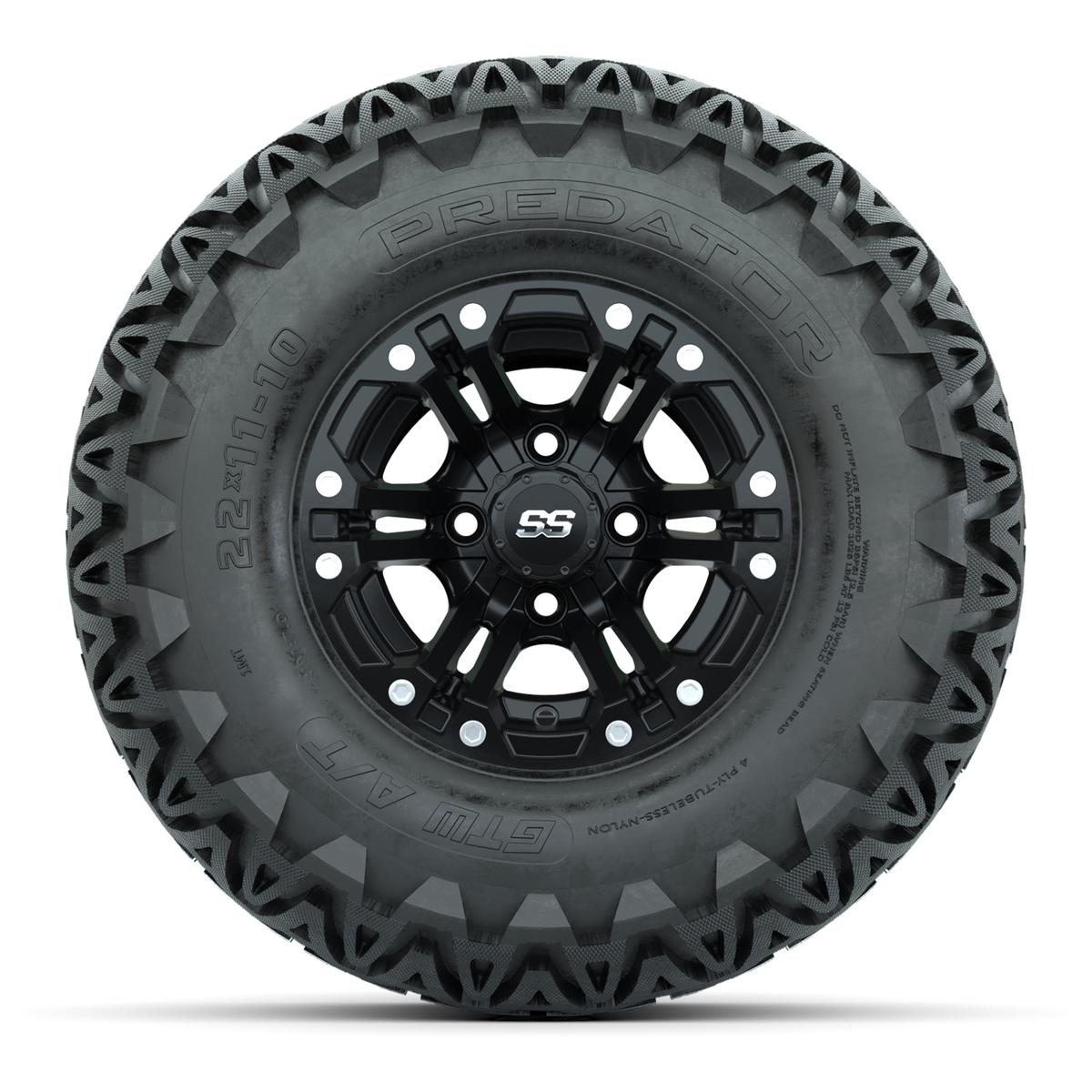 Set of 4 GTW Specter Matte Black Wheels with Predator A-T Tires - 10 Inch