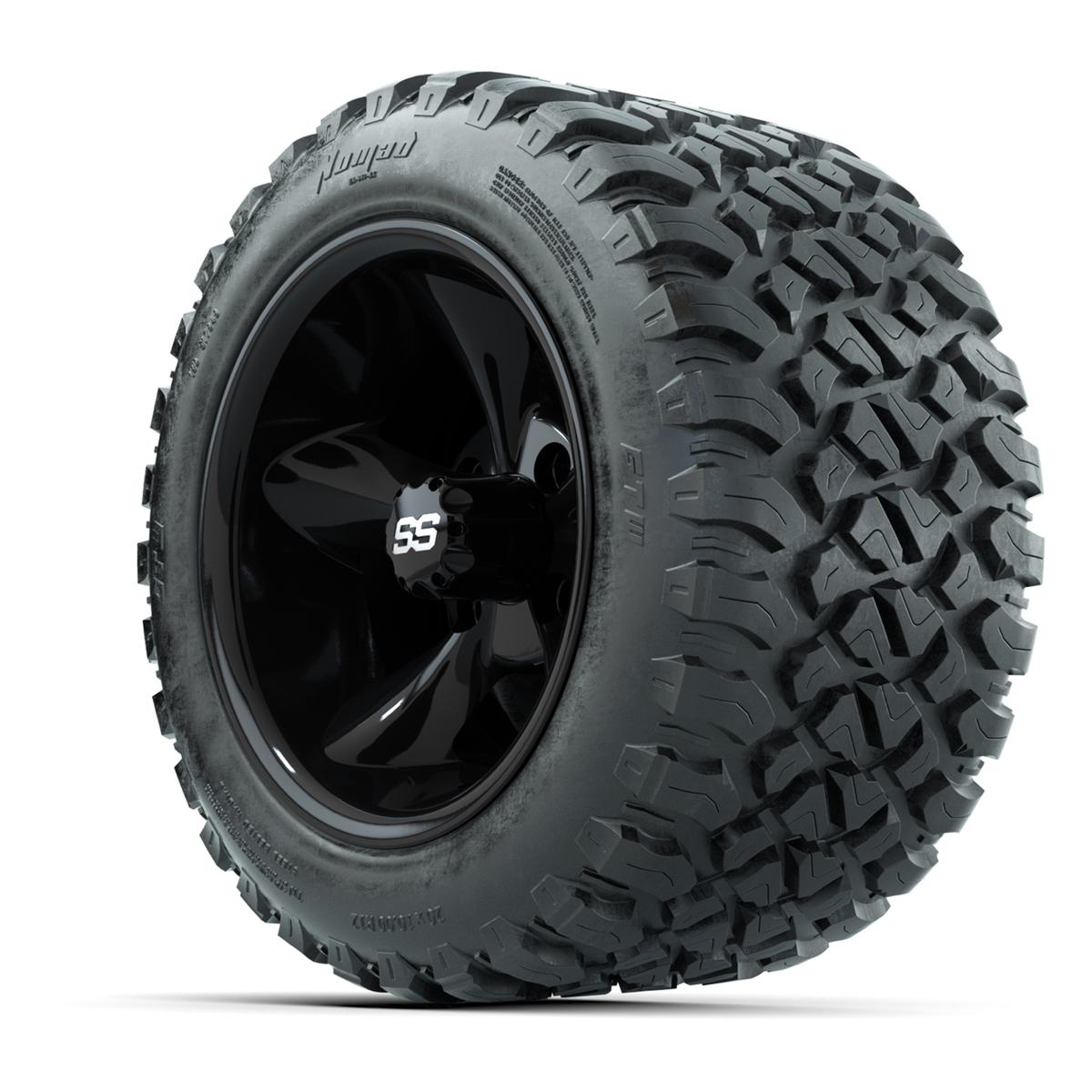 GTW&reg; Godfather Black 12 in Wheels with 20X10-12 Nomad Steel Belt Radial All-Terrain Tires – Full Set