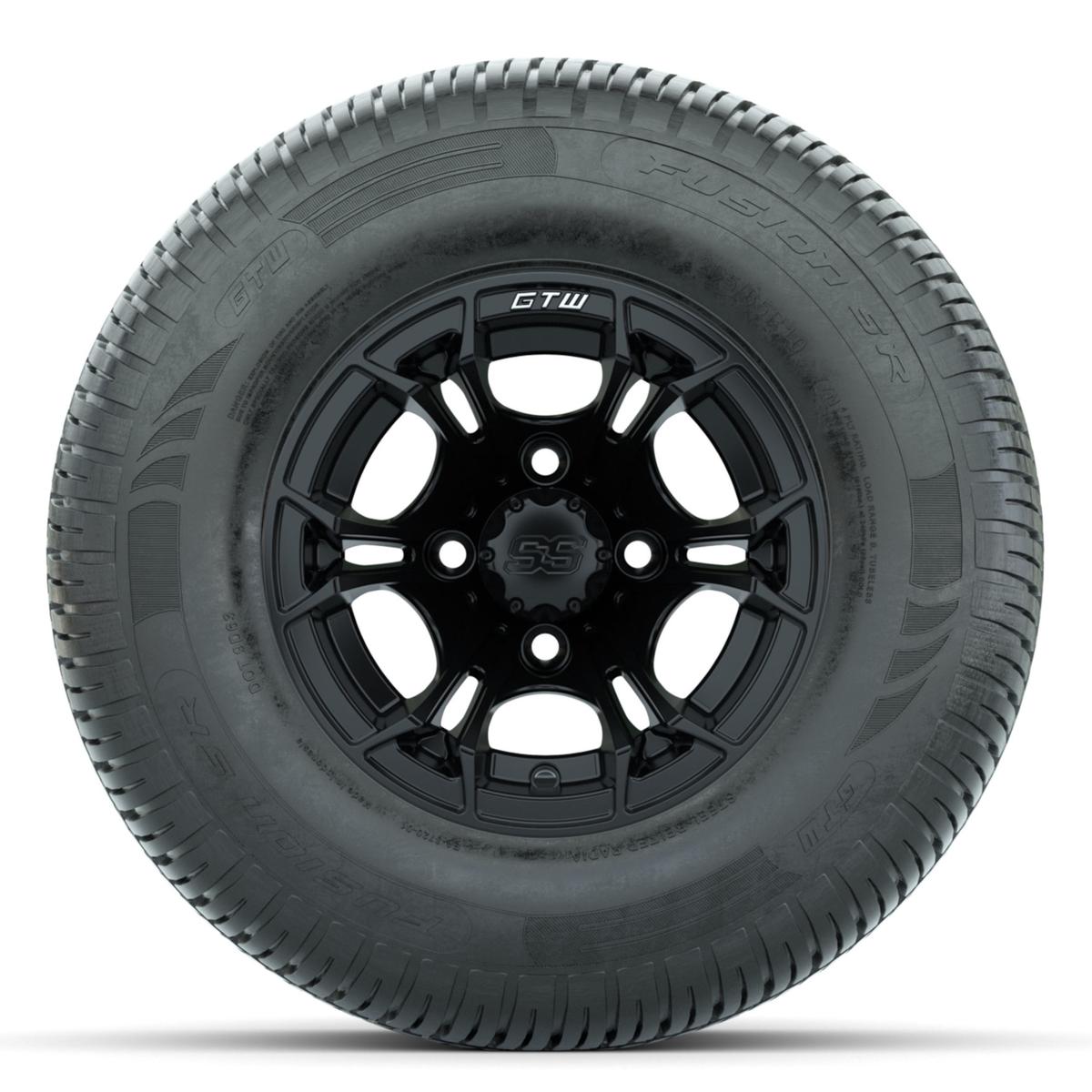 GTW Spyder Matte Black 10 in Wheels with 205/65-R10 Fusion SR Steel Belted Radial Tires – Full Set