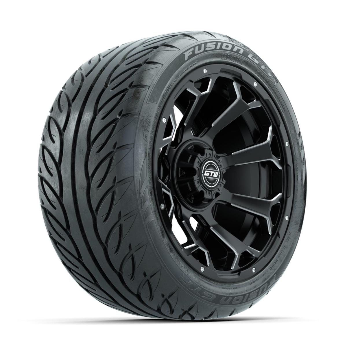 GTW Raven Off-Road Matte Black/Ball Milled 14 in Wheels with 225/40-R14 Fusion GTR Street Tires – Full Set