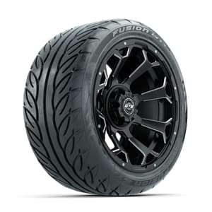 GTW Raven Off-Road Matte Black/Ball Milled 14 in Wheels with 225/40-R14 Fusion GTR Street Tires – Full Set