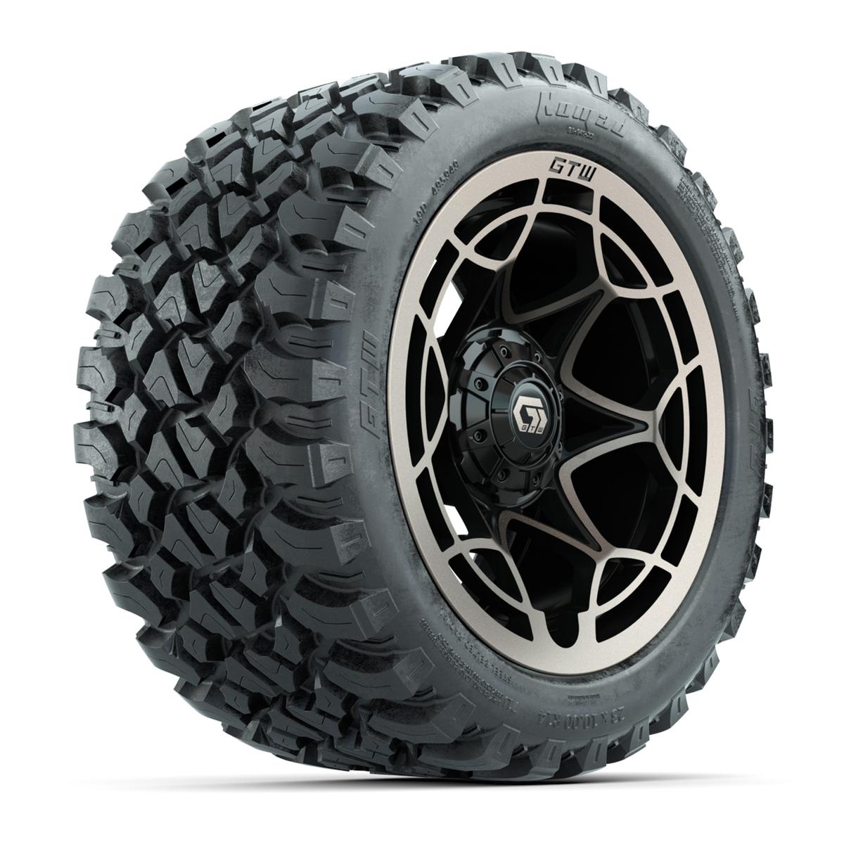 GTW&reg; Nexus Black with Bronze Face 14 in Wheels with 23X10-R14 Nomad Steel Belt Radial All-Terrain Tires – Full Set