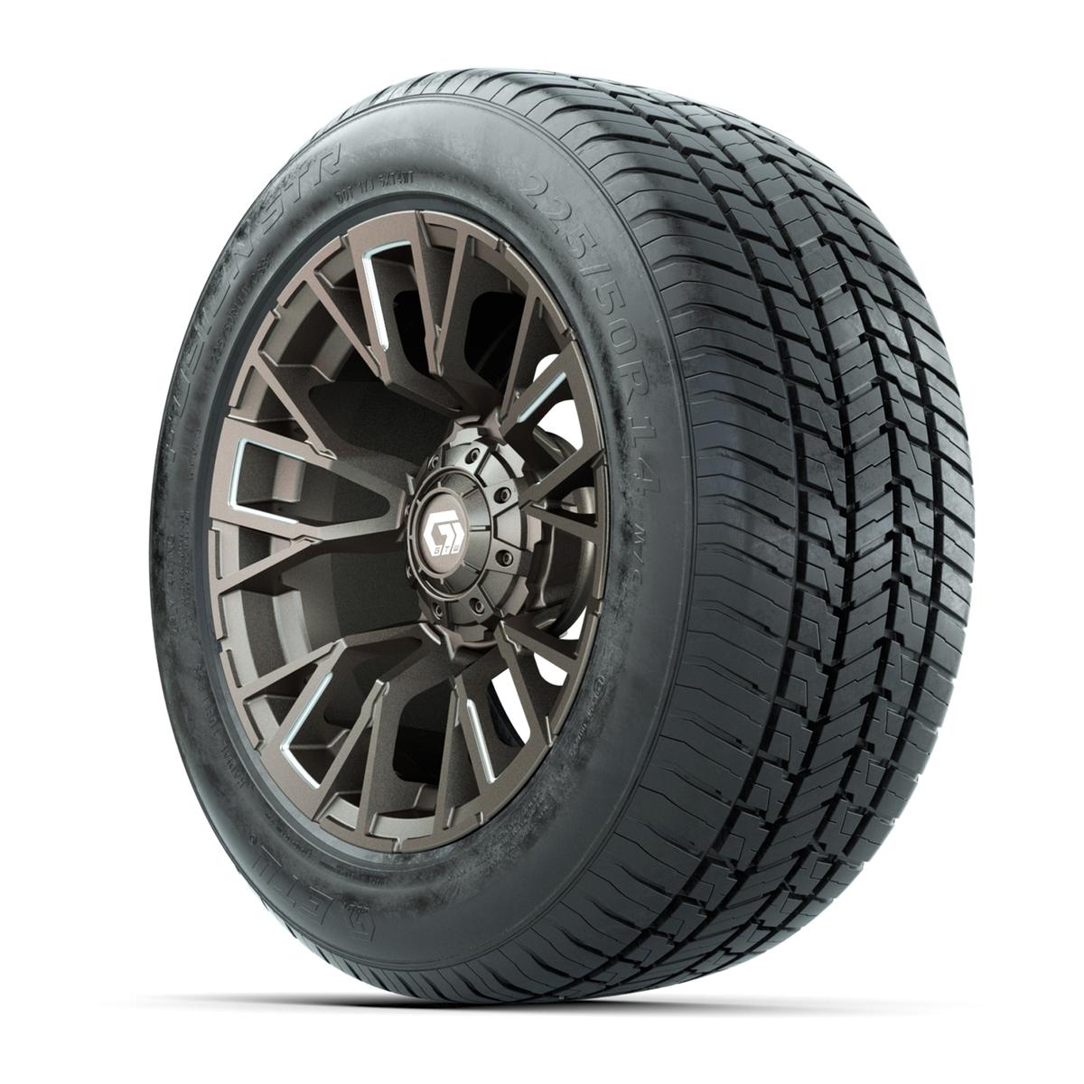 GTW&reg; Vandal Satin Bronze and Machined 14 in Wheels with 225/50-R14 Fusion STR DOT Approved Street Tires - Full Set