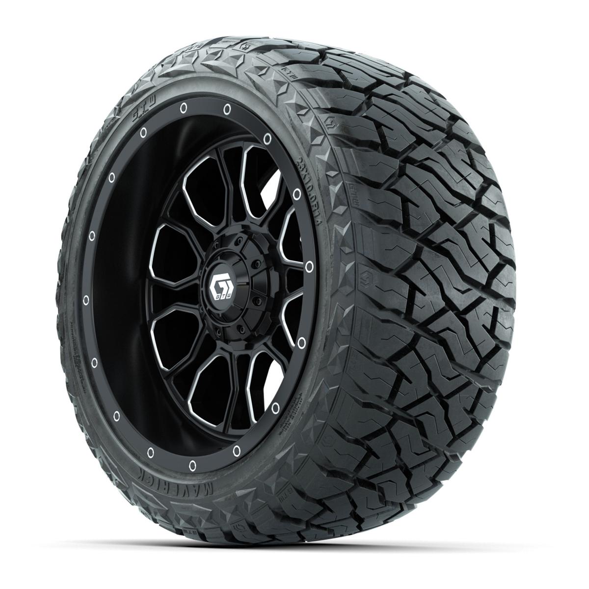 GTW Volt Black/Machined 14 in Wheels with 23x10.00-R14 Maverick All-Terrain Tires – Full Set