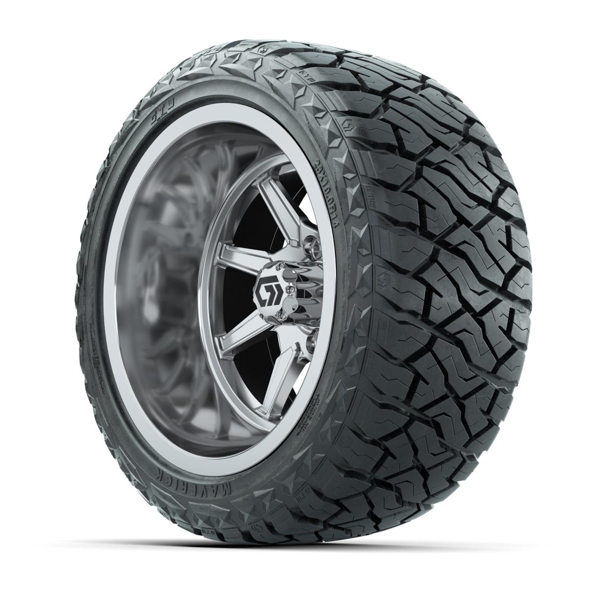 GTW&reg; Reaper Chrome 14 in Wheels with 23X10-R14 Maverick Steel Belted Radial All-Terrain Tires - Full Set