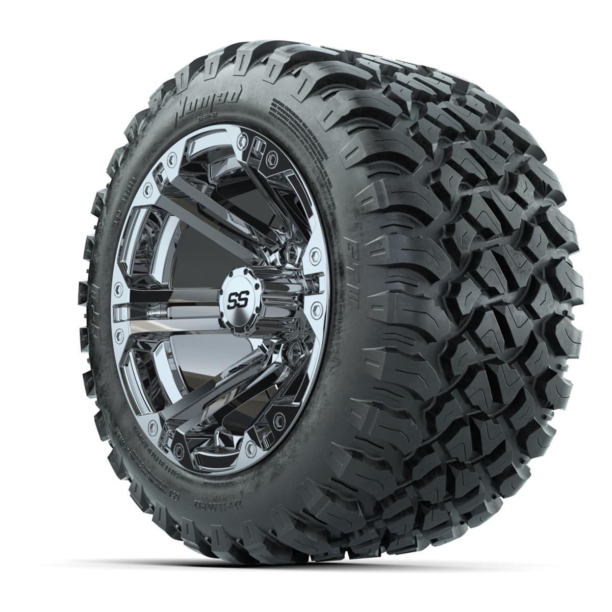 GTW&reg; Specter Chrome 12 in Wheels with 22X11-R12 Nomad Steel Belt Radial All-Terrain Tires – Full Set