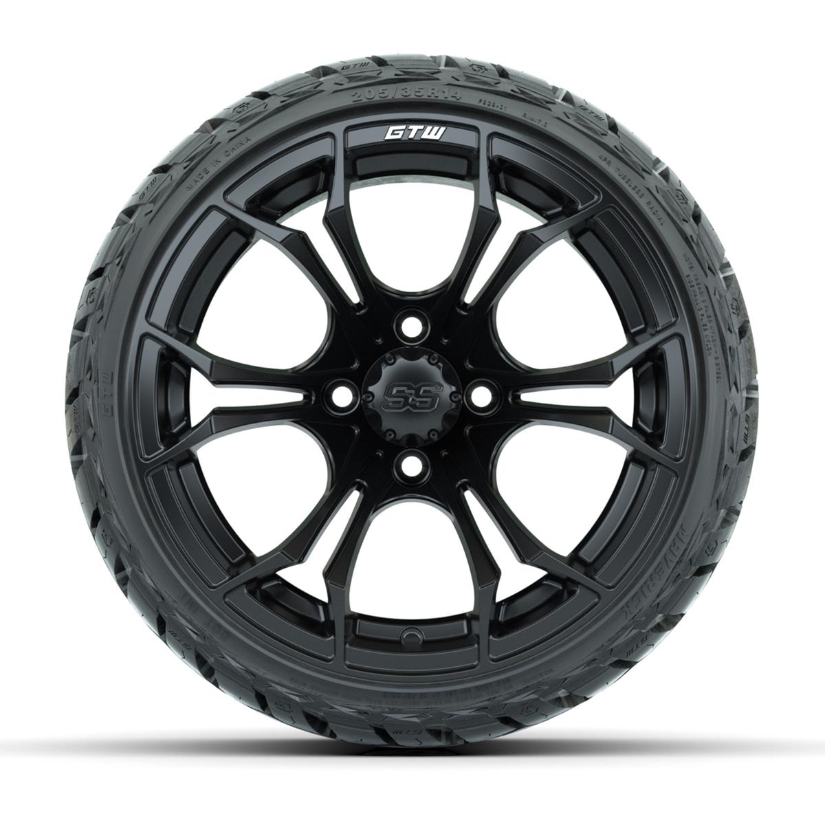 GTW Spyder Matte Black 14 in Wheels with 205/35-R14 Maverick Low-Profile All-Terrain Tires – Full Set