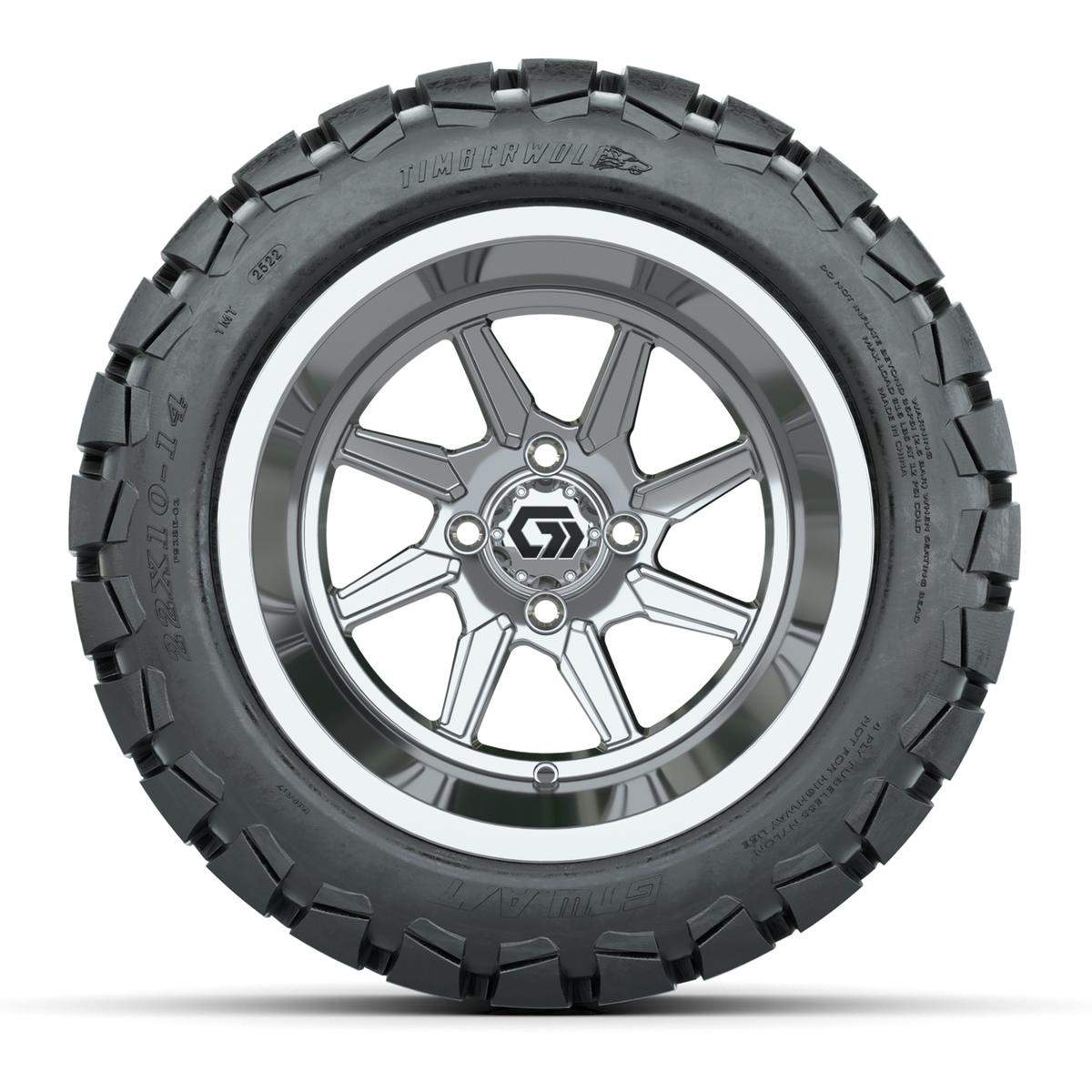 GTW&reg; Reaper Chrome 14 in Wheels with 22X10-14 Timberwolf All-Terrain Tires - Full Set
