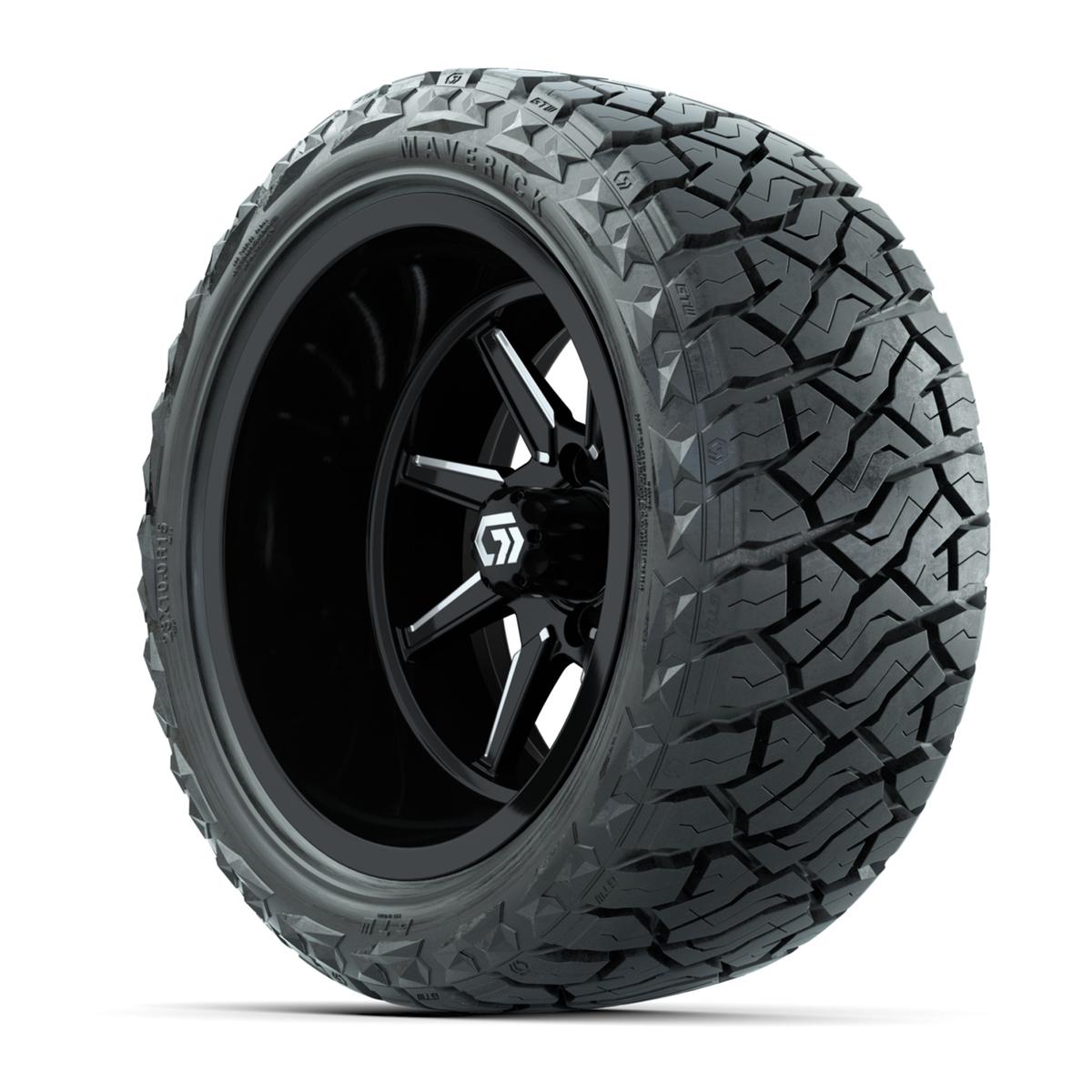 GTW&reg; Reaper Black/Machined 15 in Wheels with 23X10-R15 Maverick Steel Belted Radial All-Terrain Tires - Full Set