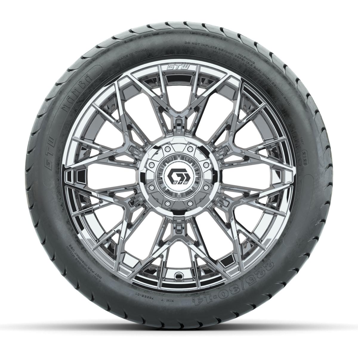 Set of (4) 14 in GTW® Stellar Chrome Wheels with 225/30-14 Mamba Street Tire