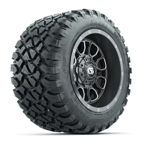 GTW Volt Gunmetal/Machined 12 in Wheels with 22x11-R12 Nomad All Terrain Tires – Full Set