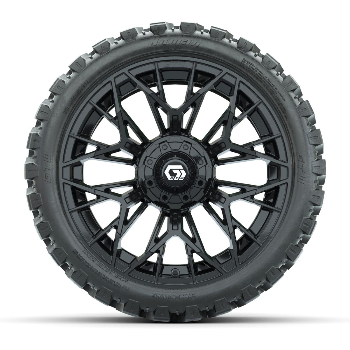 Set of (4) 15 in GTW® Stellar Black Wheels with 23x10-R15 Nomad All-Terrain Tires