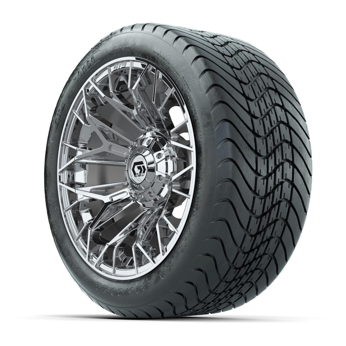 Set of (4) 14 in GTW® Stellar Chrome Wheels with 225/30-14 Mamba Street Tire