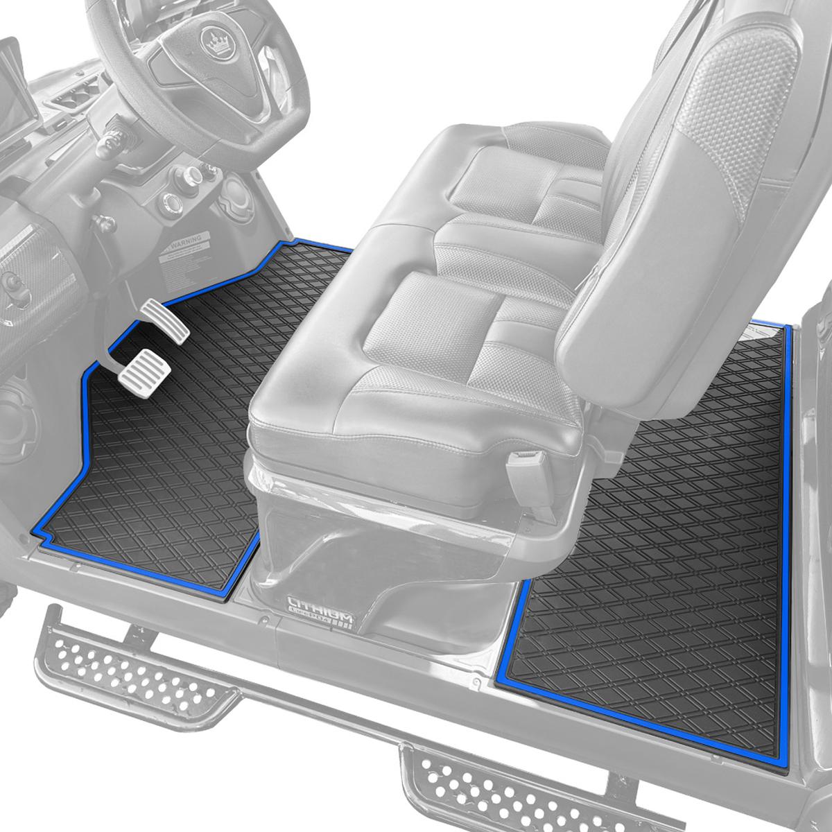 Xtreme Front, Middle, & Rear Floor Mats for Evolution D5 Ranger & Maverick – Black/Blue