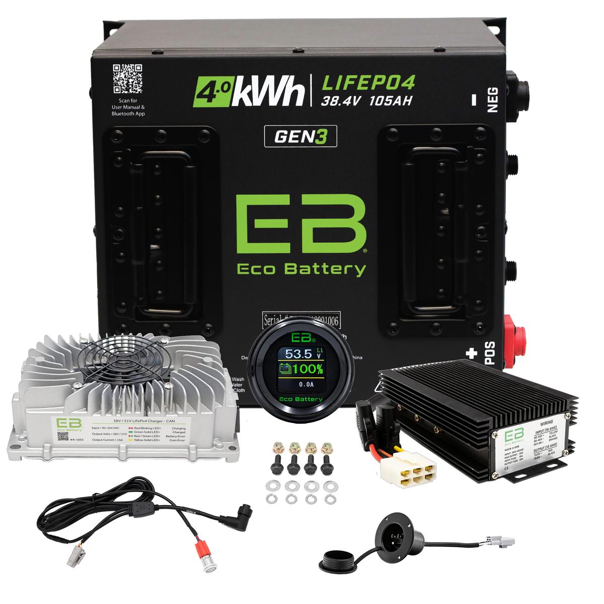 Club Car DS (36V) Eco Lithium 38V 105Ah GEN3 Battery Bundle - Cube