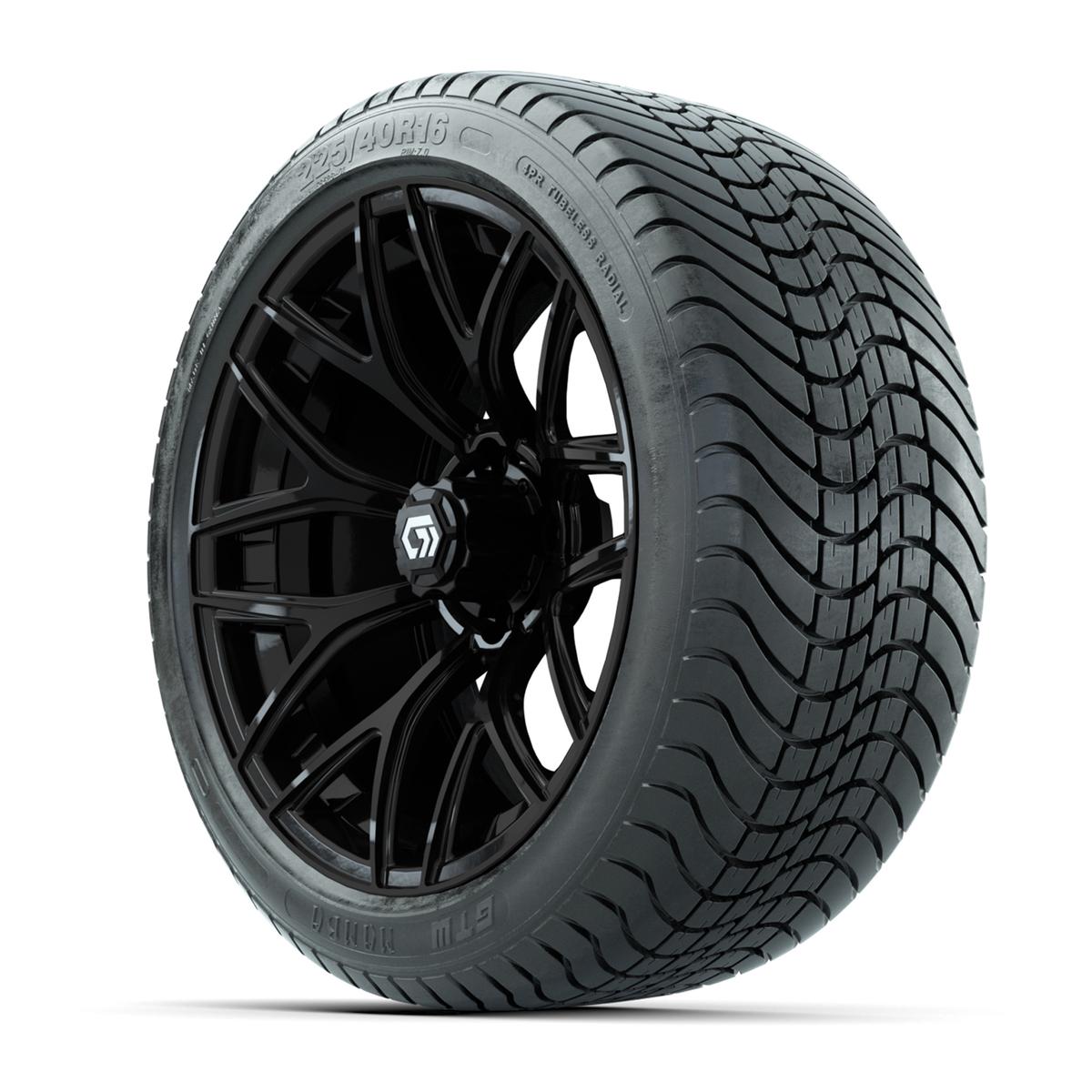 GTW&reg; Monaco Gloss Black 16 in Wheels with 225/40-R16 Mamba Street Tires - Full Set