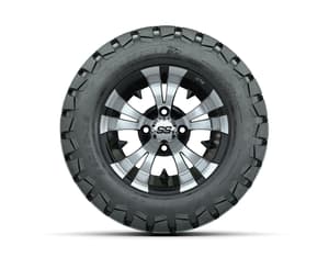 12” GTW Vampire Black and Machined Wheels with 22” Timberwolf Mud Tires – Set of 4