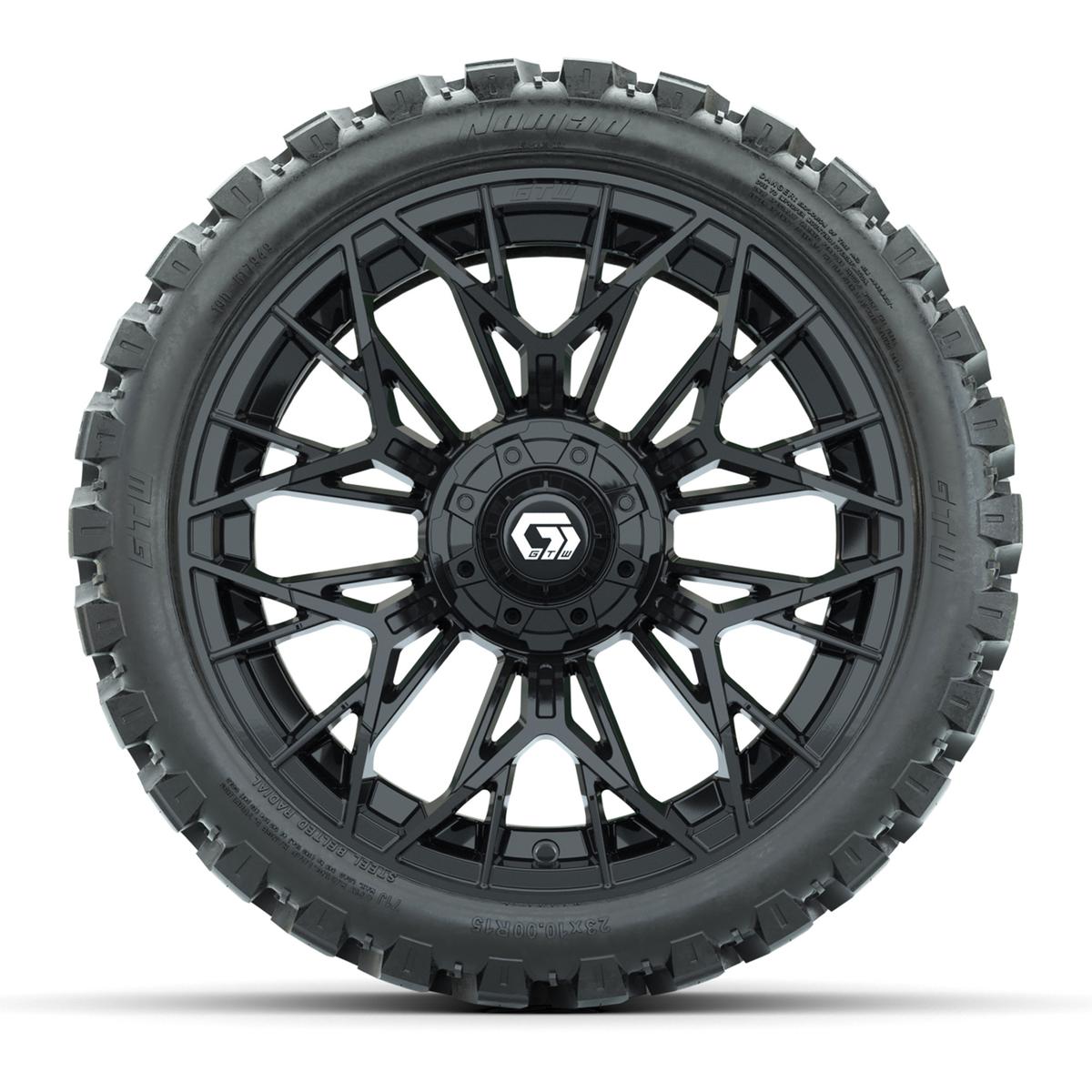 Set of (4) 15 in GTW® Stellar Black Wheels with 23x10-R15 Nomad All-Terrain Tires