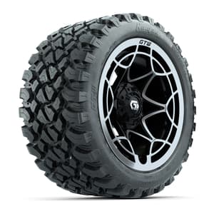 GTW&reg; Nexus Black with Silver Face 14 in Wheels with 23X10-R14 Nomad Steel Belt Radial All-Terrain Tires – Full Set