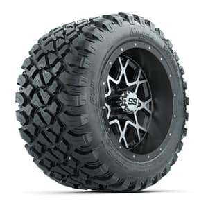 GTW&reg; Vortex 2 Matte Gray/Machined 12 in Wheels with 22X11-R12 Nomad Steel Belt Radial All-Terrain Tires – Full Set