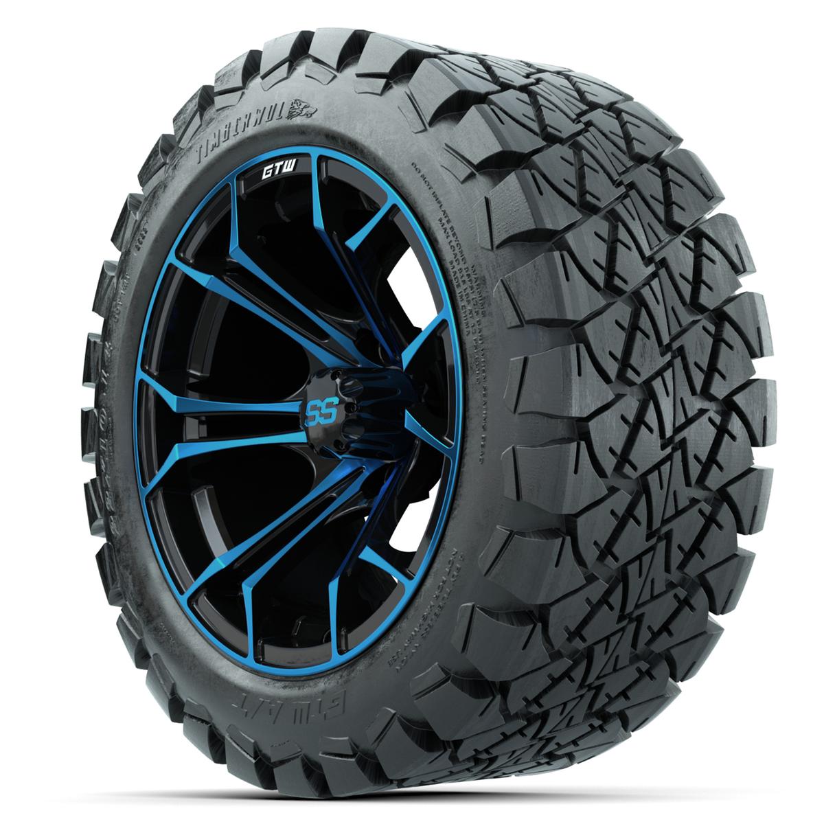 GTW Spyder Blue/Black 14 in Wheels with 22x10-14 GTW Timberwolf All-Terrain Tires – Full Set