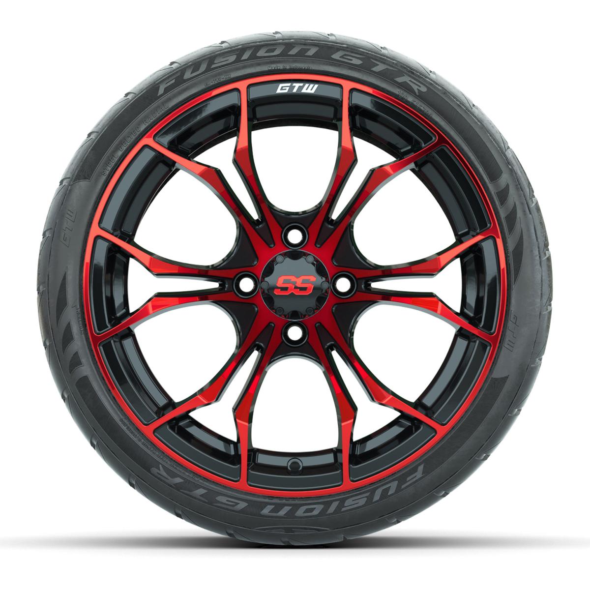 GTW Spyder Red/Black 15 in Wheels with 215/40-R15 Fusion GTR Street Tires – Full Set