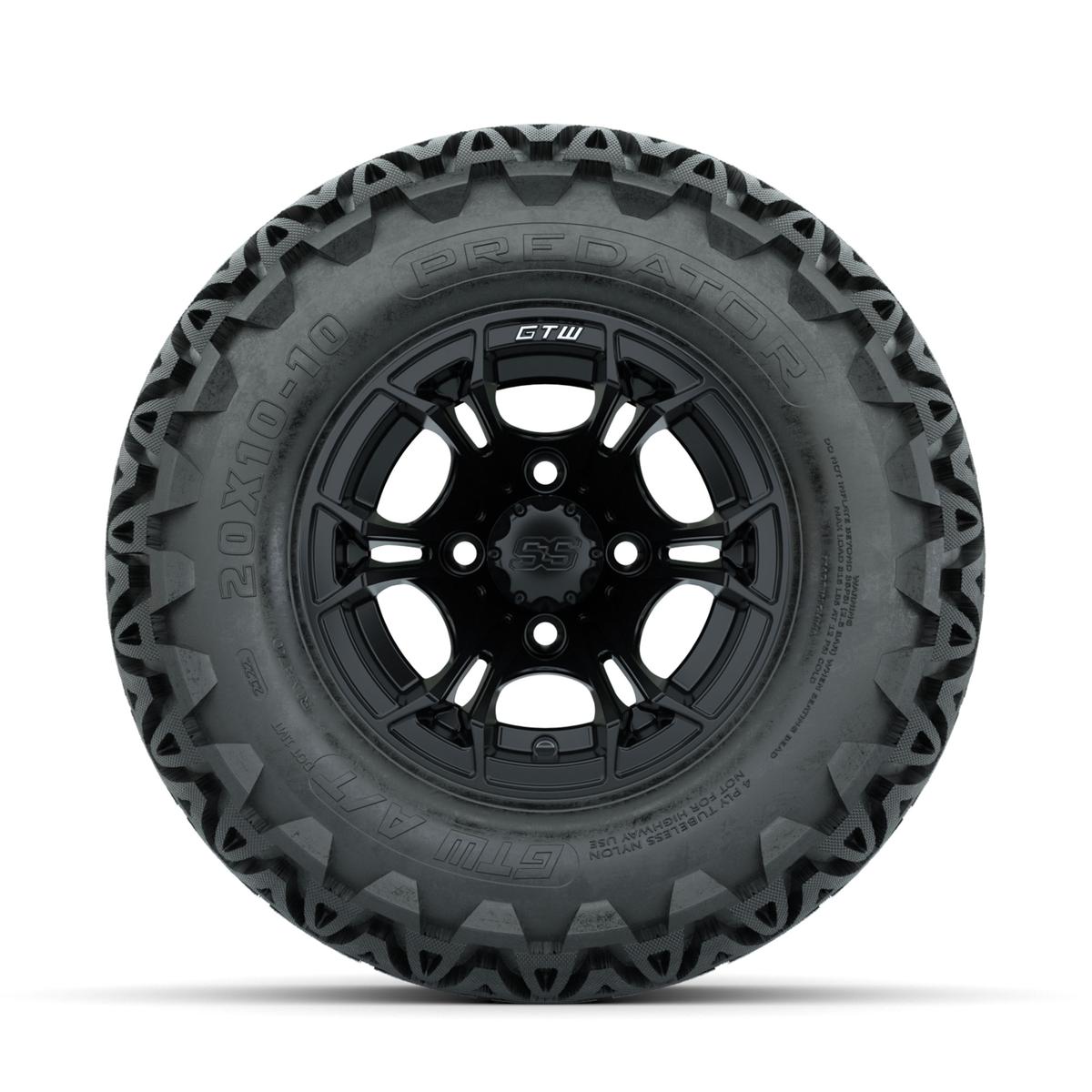GTW Spyder Matte Black 10 in Wheels with 20x10-10 Predator All Terrain Tires – Full Set