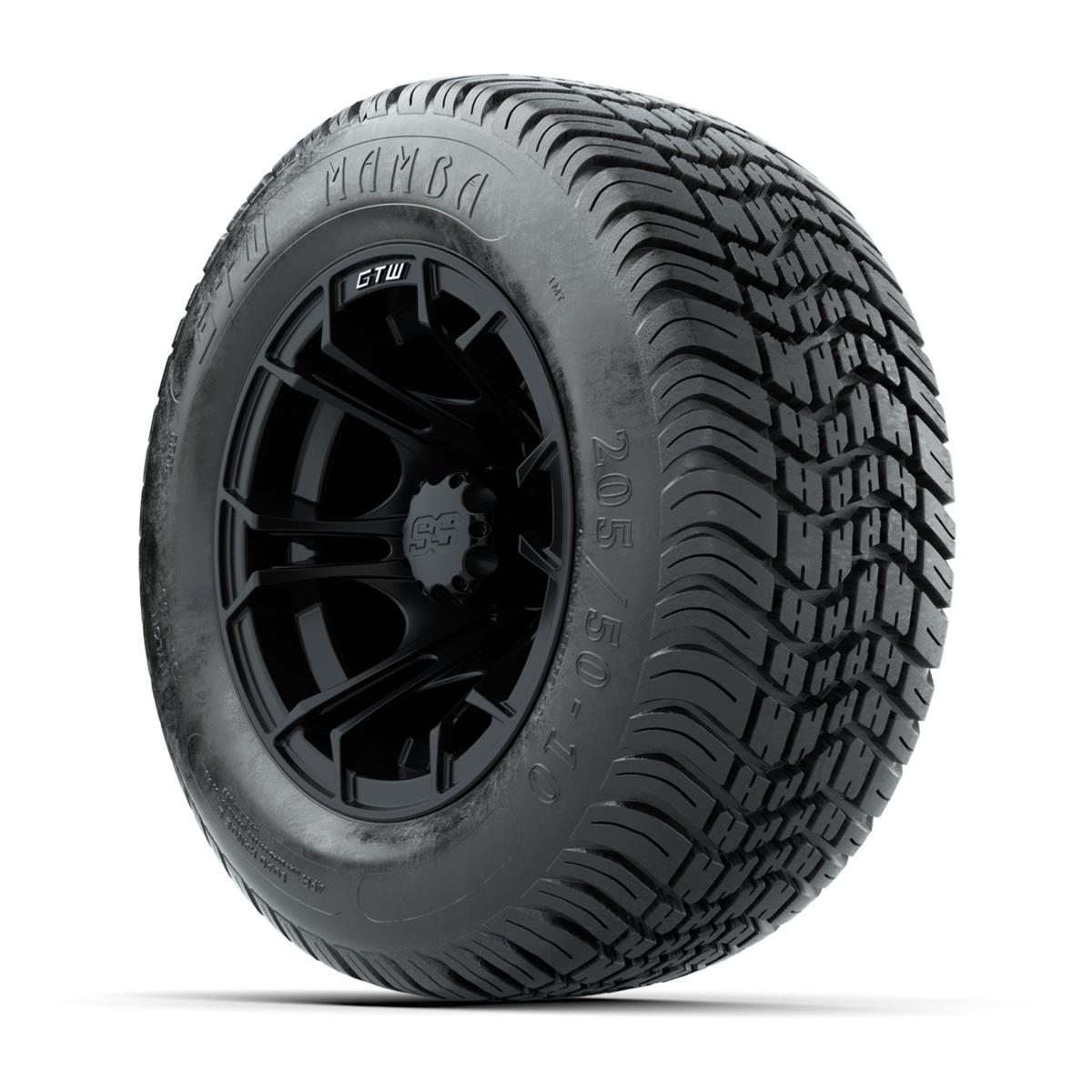GTW Spyder Matte Black 10 in Wheels with 205/50-10 Mamba Street Tires – Full Set