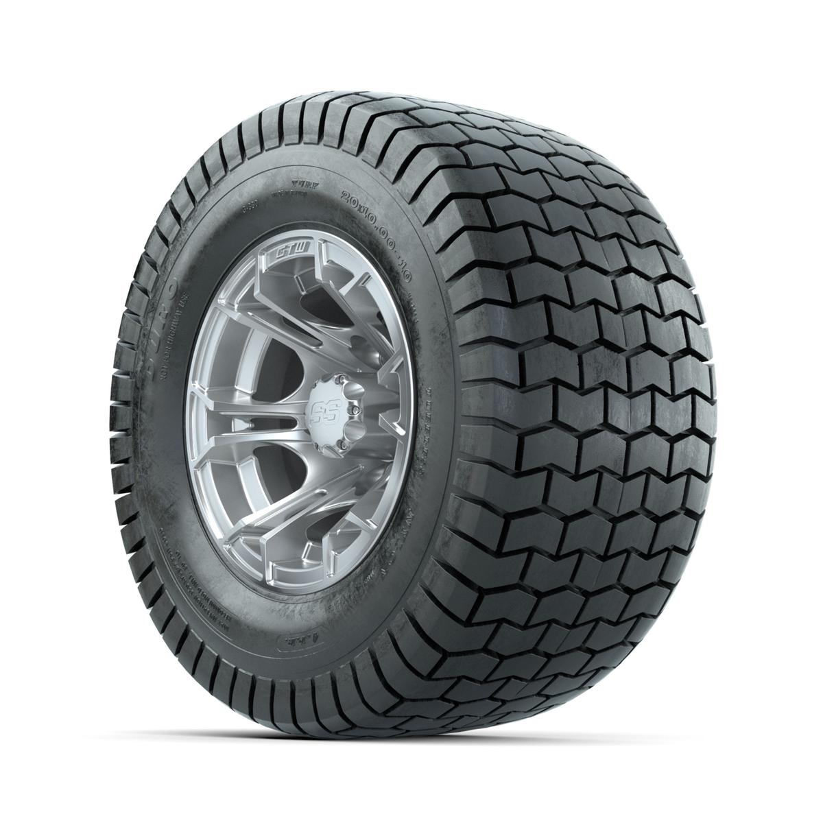GTW Spyder Silver Brush 10 in Wheels with 20x10-10 Duro Soft Street Tires – Full Set