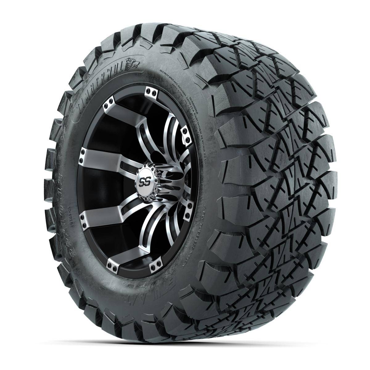 GTW Tempest Black and Machined Wheels with 22in Timberwolf Mud Tires - 12 Inch