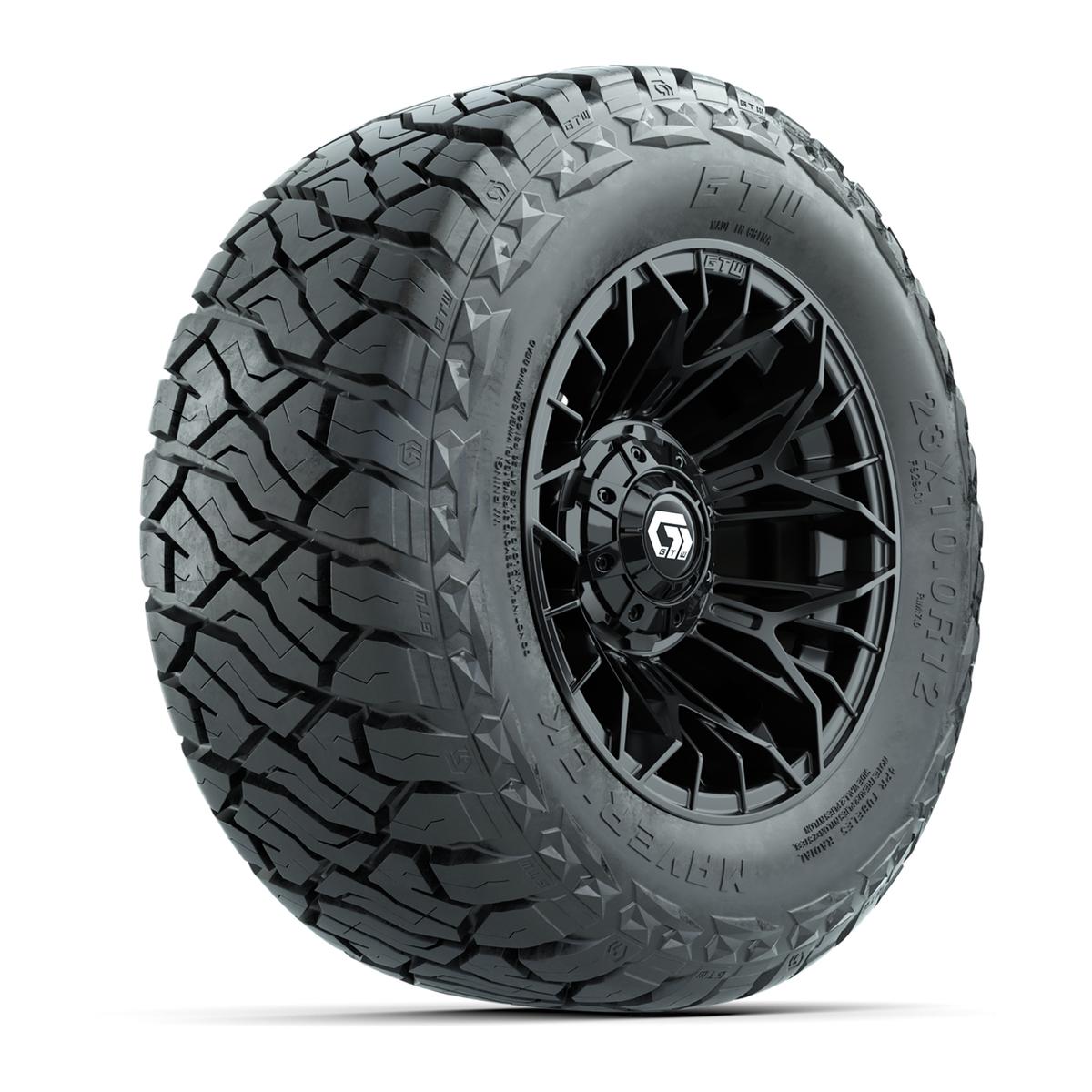 GTW Stellar Matte Black 12 in Wheels with 23x10.00-R12 Maverick All-Terrain Tires – Full Set