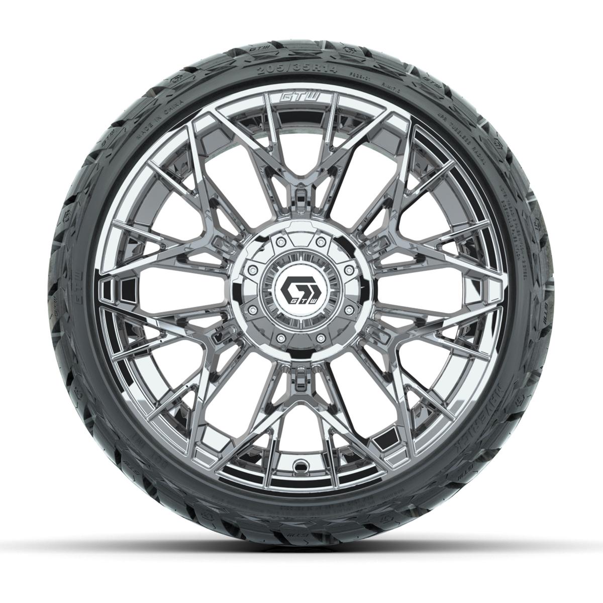 GTW Stellar Chrome 14 in Wheels with 205/35-R14 Maverick Low-Profile All-Terrain Tires – Full Set