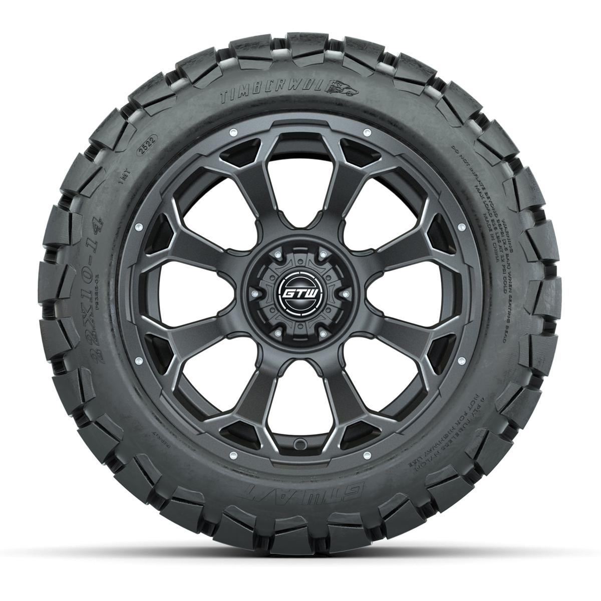 Set of (4) 14 in GTW Raven Wheels with 22x10-14 GTW Timberwolf All-Terrain Tires