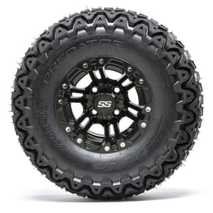 Set of 4 GTW Specter Matte Black Wheels with Predator A-T Tires - 10 Inch