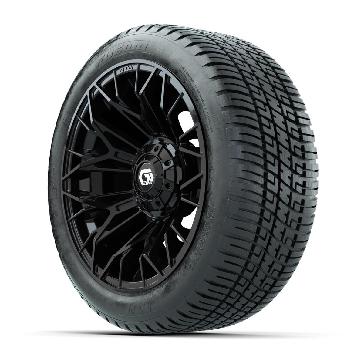 GTW&reg; Stellar Black 14 in Wheels with 205/30-R14 Fusion Street Tires – Full Set