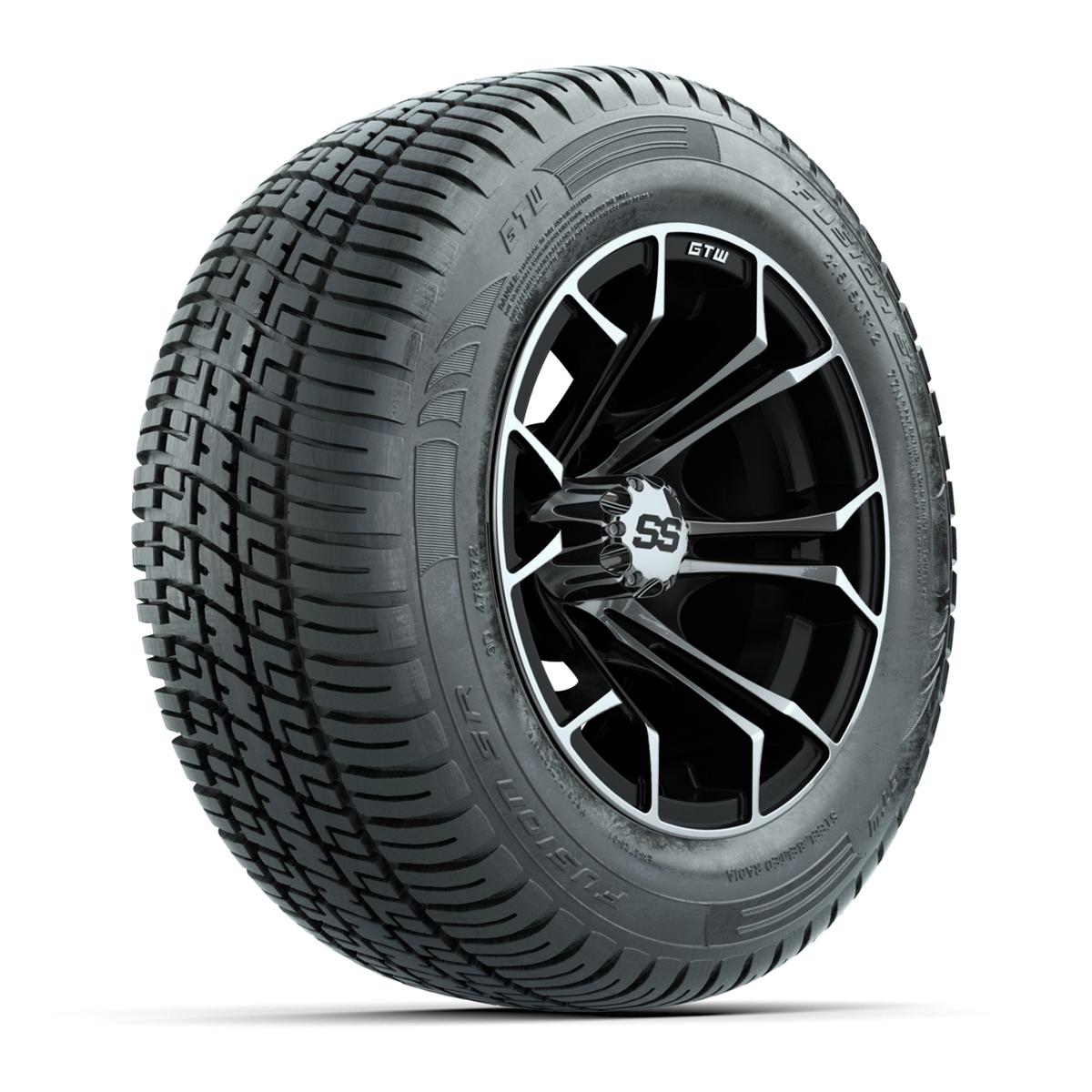 GTW Spyder Machined/Black 12 in Wheels with 215/50-R12 Fusion S/R Street Tires – Full Set