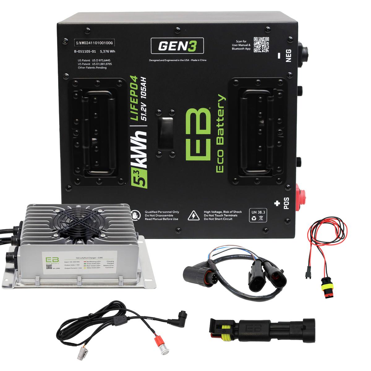 ICON EV 2024-Up Eco Lithium 51v 105Ah GEN3 "ICON MCU" Battery Bundle - Thru Hole