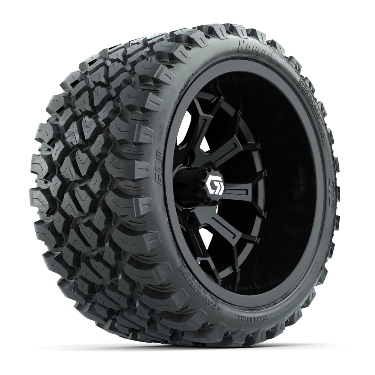 GTW&reg; Assault Gloss Black 15 in Wheels with 23X10-R15 Nomad Steel Belted Radial All-Terrain Tires - Full Set